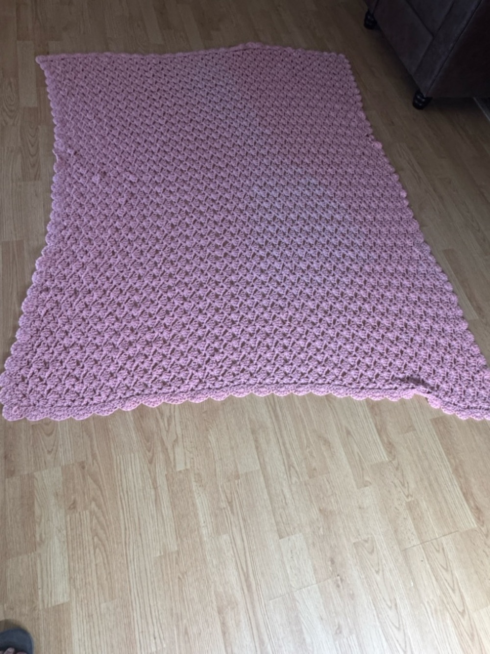 Handcrafted Pink Crochet Throw Blanket - Brand Unspecified